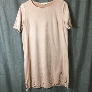 Faux Suede Scalloped Dress